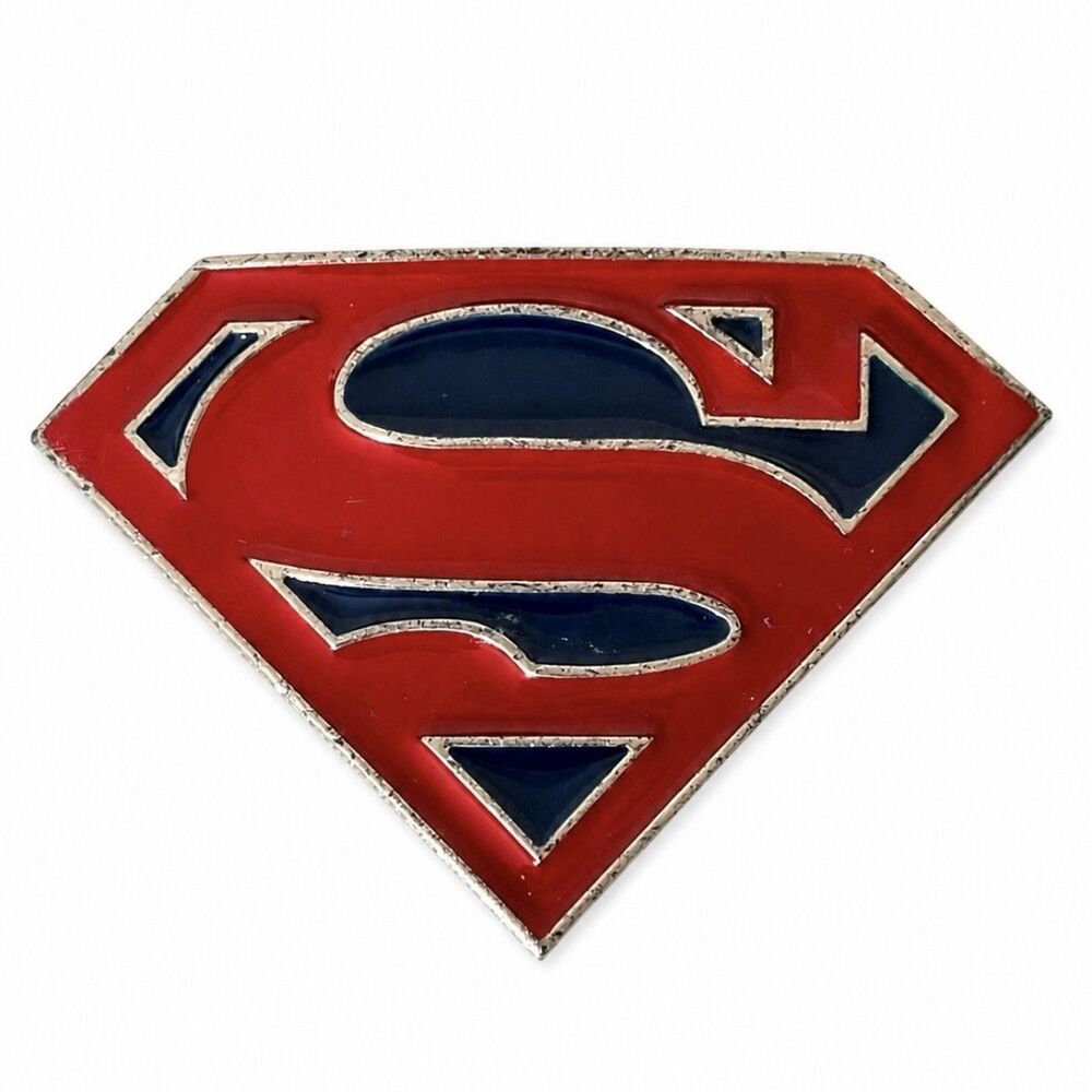Superman Logo Belt Buckle Red Blue Silver DC Comics Superhero Preowned